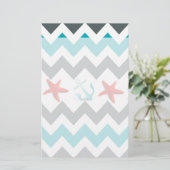 Nautical Beach Theme Chevron Anchors Starfish Briefpapier (Staand voorkant)