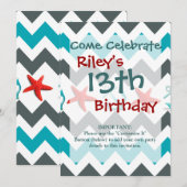 Nautical Beach Theme Chevron Anchors Starfish Kaart (Voorkant / Achterkant)