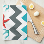 Nautical Beach Theme Chevron Anchors Starfish Theedoek (Quarter Fold)