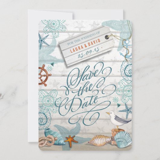 Nautical Beach Wedding | Datum opslaan Save The Date (Voorkant)