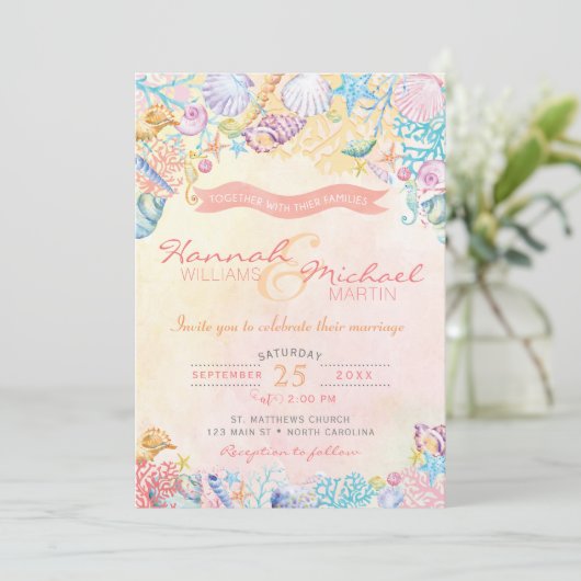 Nautical Beach Wedding Invitation (Debout devant)
