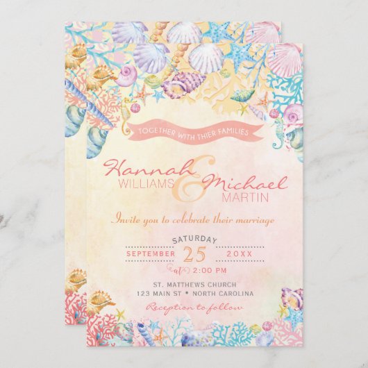 Nautical Beach Wedding Invitation (Devant / Derrière)