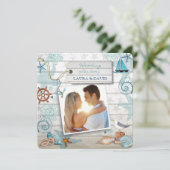 Nautical Beach Wedding Invitation Photo (Debout devant)