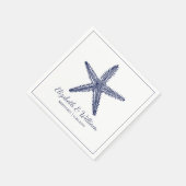 Nautical Beach Wedding Rustic Navy Blue Starfish Servet (Hoek)