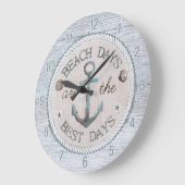 Nautical Best Days Beach Rustic Wall Clock Grote Klok (Hoek)