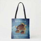 Nautical Best Mam Ever Zee Turtle Waterverf Draagtas (Voorkant)
