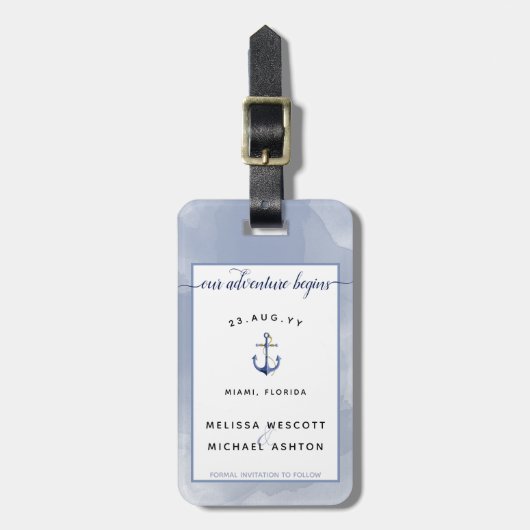 #Nautical Bestemming #Wedding De datum opslaan Bagagelabel (Voorkant verticaal)