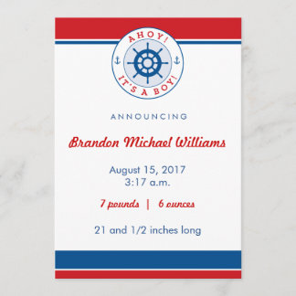 Nautical Birth Announement, Boy Aankondiging