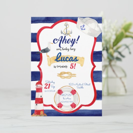 Nautical Birthday Invitation (Debout devant)