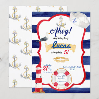 Nautical Birthday Invitation Kaart