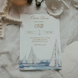Nautical Birthday Invitation Sailing Theme Uitnodi Kaart