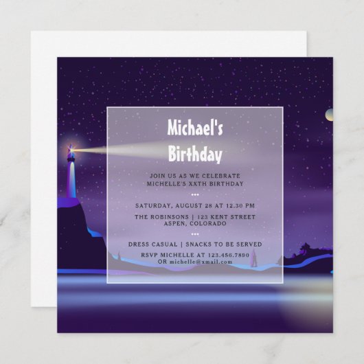 Nautical Birthday Party Invitation (Devant / Derrière)