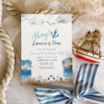 Nautical Birthday Party Invitation<br><div class="desc">Belle invitation à l'anniversaire comprend des conceptions nautiques aquarelle, y compris des ancres, des cordes et des boussoles, dans de belles nuances de la mer bleue. L'élégante typographie complète parfaitement le design, créant un look cohésif qui donne le ton à votre fête d'anniversaire d'inspiration nautique. Imprimée sur un carton de...</div>