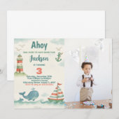 Nautical Birthday Party Invitation avec photo (Devant / Derrière)