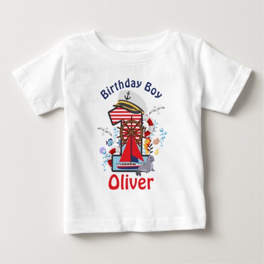 Nautical Birthday Shirt Nautical First Birthday (Voorkant)