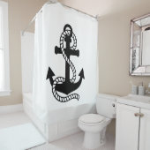 Nautical Black Anchor {kies uw kleur} Douchegordijn (In situ)