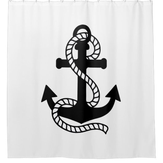 Nautical Black Anchor {kies uw kleur} Douchegordijn (Voorkant)