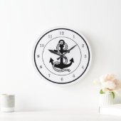 Nautical Black Anchor {kies uw kleur} Grote Klok (Huis)
