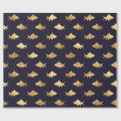 Nautical Black and Gold Fish Pattern Cadeaupapier (Vlak)