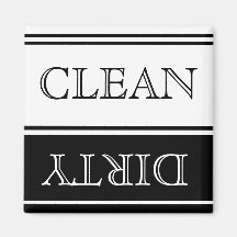 Nautical Black and White Dishwasher Dirty Clean