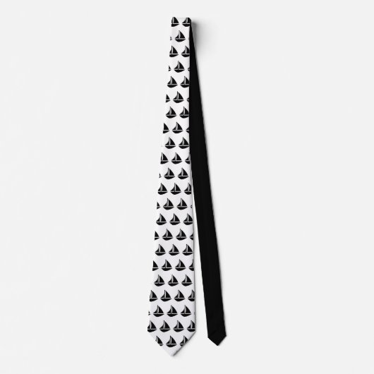 Nautical Black and White Sailboat Pattern Stropdas (Voorkant)
