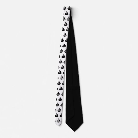 Nautical Black and White Sailboat Pattern Stropdas (Achterkant)