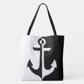Nautical Black en White Anchor {kies uw kleur} Draagtas (Achterkant)
