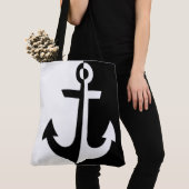 Nautical Black en White Anchor {kies uw kleur} Draagtas (Dichtbij)