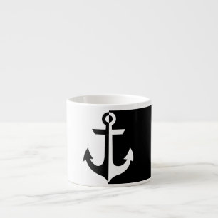 Nautical Black en White Anchor {kies uw kleur} Espresso Kop