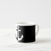 Nautical Black en White Anchor {kies uw kleur} Espresso Kop (Voorkant rechts)