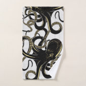Nautical Black Octopus Coastal White Wood Bad Handdoek (Handdoek)