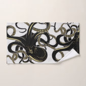 Nautical Black Octopus Coastal White Wood Bad Handdoek (Handdoek)