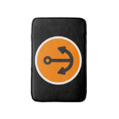 Nautical Black Oranje Anchor Badmat (Voorkant Verticaal)