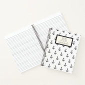 Nautical Black White Anchor Pattern - Gepersonalis Notitieboek (Binnen)
