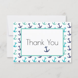 Nautical Blauw Anker Bedankkaart