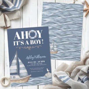 Nautical Blauwe Baby Shower voor Jongen Kaart