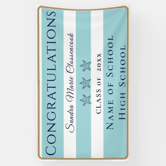 Nautical Blauwgroen Blue Starfish afstuderen kondi Spandoek (Verticaal)