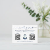 Nautical Blue Anchor 2 QR RSVP Details Weddenschap Informatiekaartje (Staand voorkant)