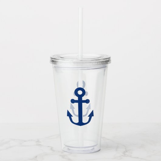 Nautical Blue Anchor Acryl Drinkbeker (Voorkant)