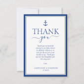 Nautical Blue Anchor Baby shower Bedankt (Voorkant)