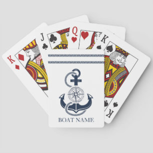 Nautical Blue Anchor Boat Name Pokerkaarten