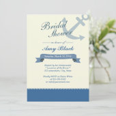 Nautical Blue Anchor Bridal Shower Invitations Kaart (Staand voorkant)