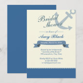 Nautical Blue Anchor Bridal Shower Invitations Kaart (Voorkant / Achterkant)