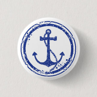 Nautical  Blue Anchor Button - 1,5-inch ronde