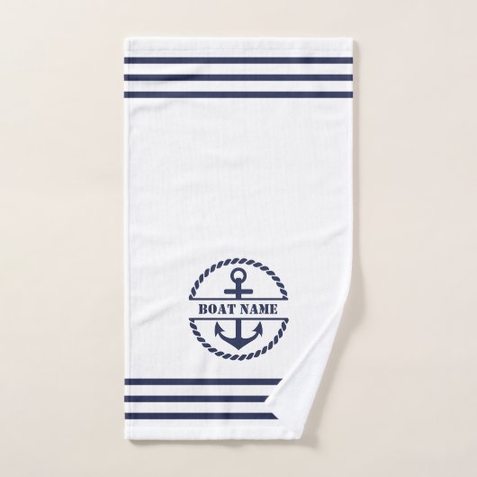 Nautical Blue Anchor Hand Towel Handdoek (Handdoek)
