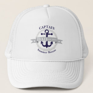 Nautical Blue Anchor  Kapitein Pap Est. Jaar Trucker Pet