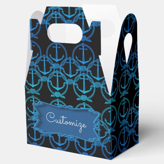 Nautical Blue Anchor Motif Gable Favor Box Bedankdoosjes (Geopend)