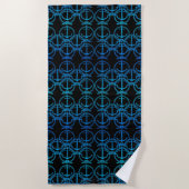 Nautical Blue Anchor Motif strand Towel Strandlaken (Voorkant)