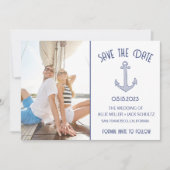 Nautical Blue Anchor Photo Wedding Save The Date (Voorkant)