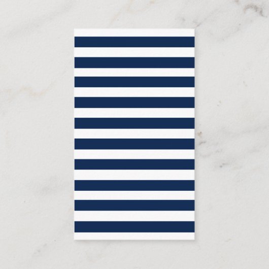 Nautical Blue Anchor QR RSVP Striped Informatiekaartje (Achterkant)